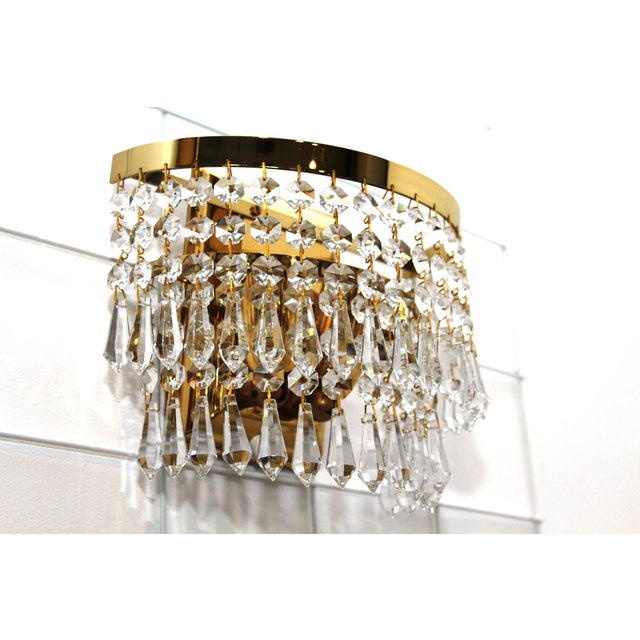 Gold Crystal & Brass Wall Light from Dotzauer, 1980s For Sale - Image 8 of 10