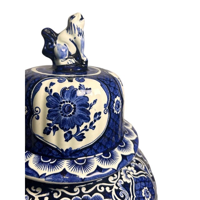 Large Royal Sphinx Blue Garniture Set by Boch Delft, 20th Century, Set of 3 For Sale - Image 5 of 18