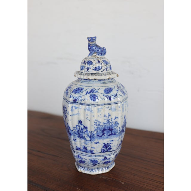 Pair of Late 18th C. French Earthenware Jars With Lions Head Details For Sale - Image 6 of 12