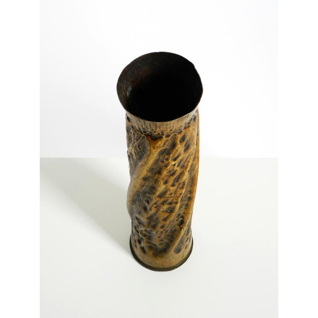 Large Vintage Brutalist Brass Vase, 1975 For Sale - Image 9 of 18