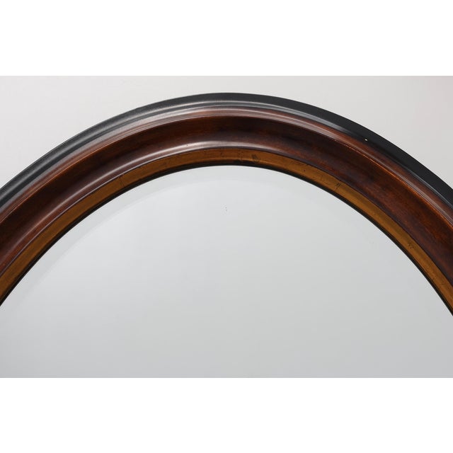 Oval Wall Mirror with Walnut-Toned Frame and Gilt Inner Edge from Deknudt, Belgium, 1950s For Sale - Image 10 of 12