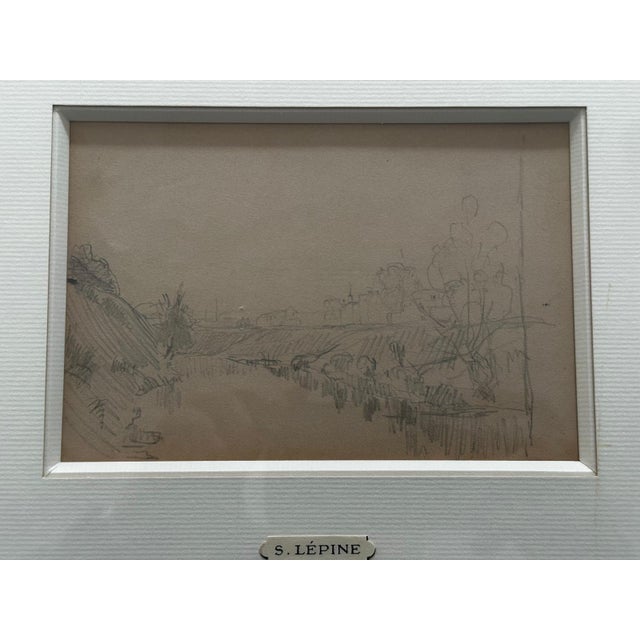 Stanislas Lépine, Landscapes, Original Double-Sided Pencil Drawing on Paper, Framed For Sale - Image 13 of 15