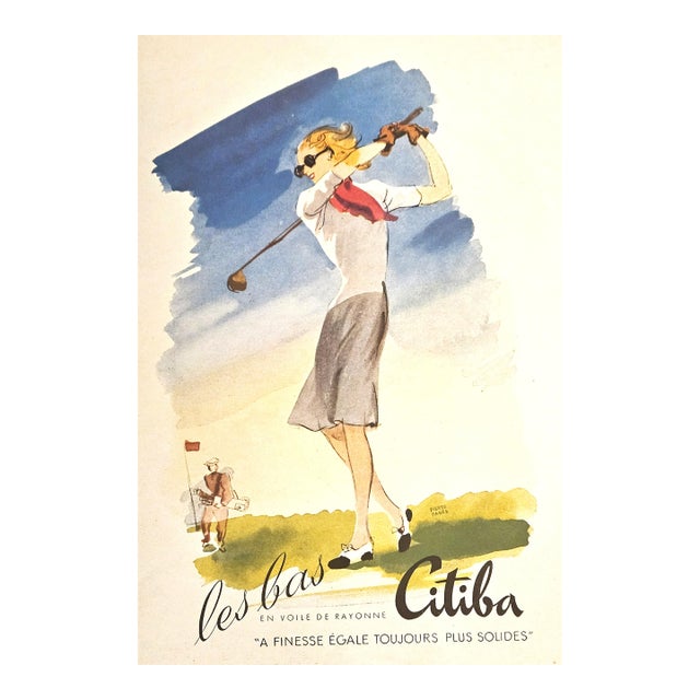 1946 French Mid-Century Advertisement Print-Golf For Sale