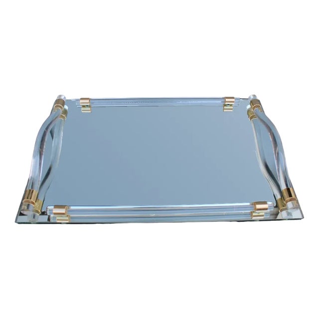 Tray with Light Mirror and Brass, Italy, 1970s For Sale