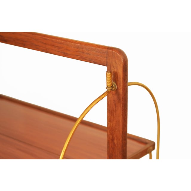 Serving Bar Cart in Wood and Brass by Marie-Françoise Mondineu for Bocado, France, 1950 For Sale - Image 6 of 14