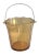 Vintage Cambridge Amber Glass Scalloped Edge Ice Bucket Metal Handle For Sale - Image 6 of 6