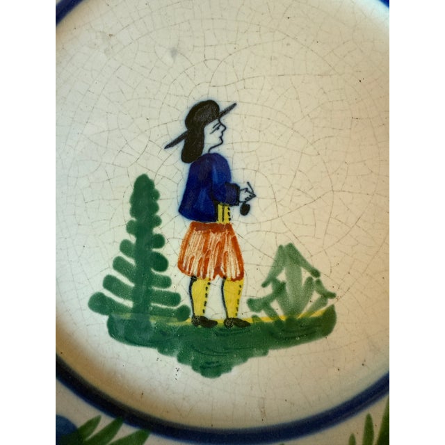 Early 20th Century Vintage Henriot Quimper Small Plate, Breton Man For Sale - Image 5 of 6