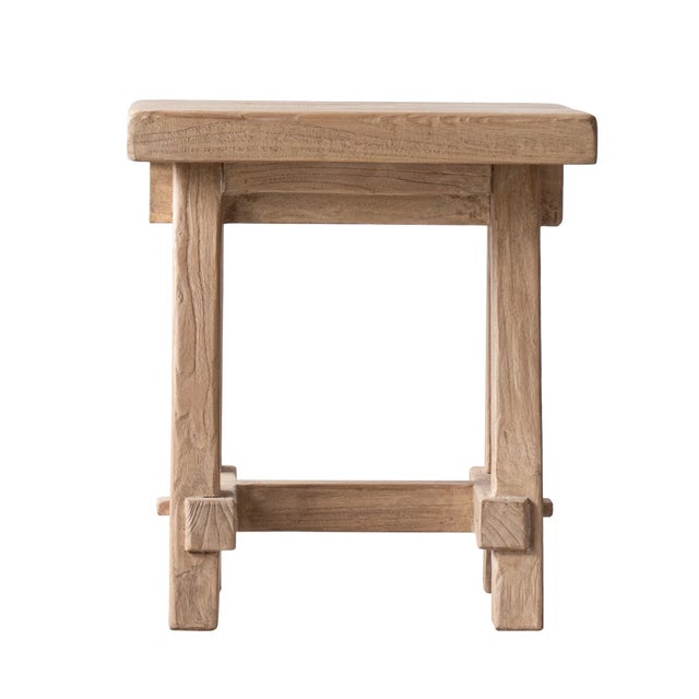 Matthew Izzo Home Taverna Reclaimed Elm Wood Side Table/Seat For Sale - Image 4 of 6