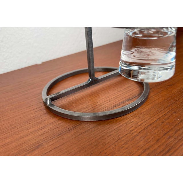 Gray Vintage Danish Candleholder in Wrought Iron and Glass, 1970s For Sale - Image 8 of 12