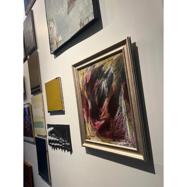 1990s Abstract Oil Painting on Canvas Framed For Sale - Image 5 of 9