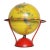 Vintage Replogle Yellow and Red Tin Litho "Globe Grams' Spinning World Globe For Sale
