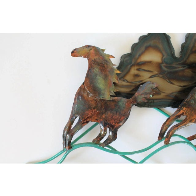 Mid-Century Brutalist Mixed Metal Mustang Sculpture Wall Hanging For Sale - Image 4 of 11