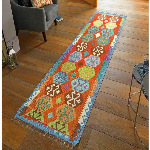 Pasargad Caucasian Tribal Style Flat Weave Kilim Runner For Sale - Image 4 of 5