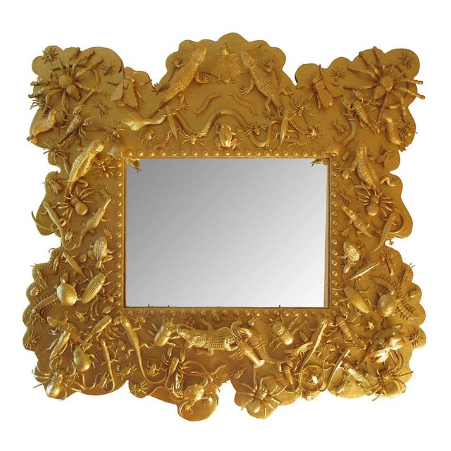 Wood Late 20th Century One-of-a-Kind Hollywood Regency Wall Mirror For Sale - Image 7 of 7