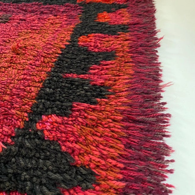 Scandinavian Abstract High Pile Rya Rug, Sweden 1960s For Sale - Image 10 of 18