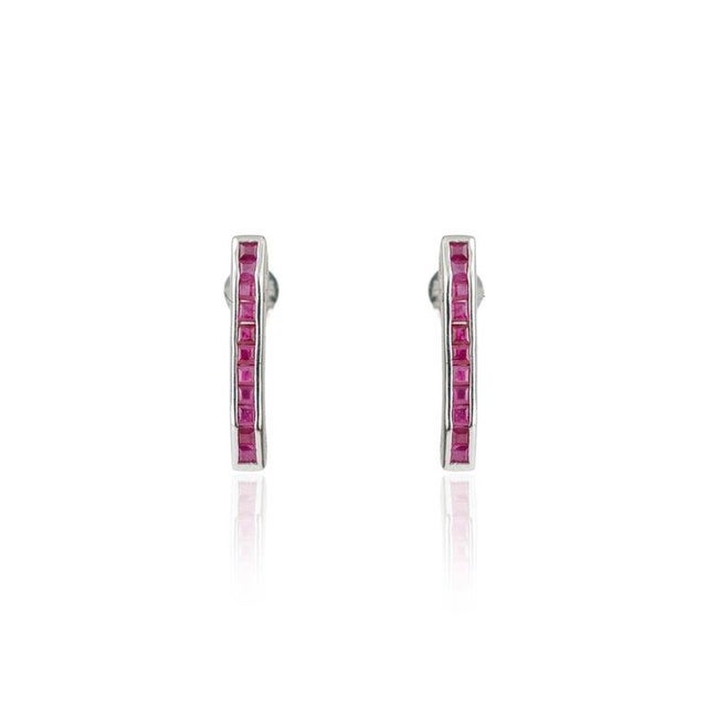 Not Yet Made - Made To Order Natural Ruby Gemstone Bar Stud Earrings in 925 Silver- A Pair For Sale - Image 5 of 12