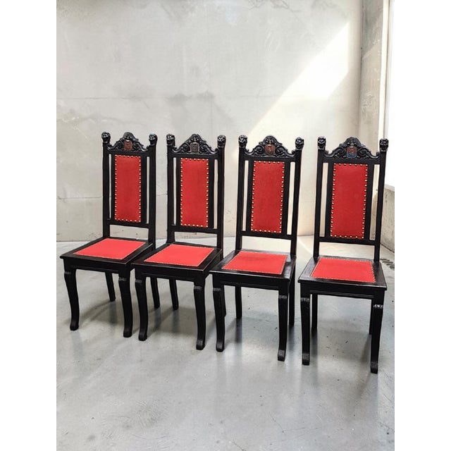 Late 19th Century Set of Four 19th Century/Early 20th Century Spanish Jacobean-Style Gothic Revival Chairs For Sale - Image 5 of 12