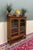 Antique English Bookcase Cabinet Double Door Leaded Wavy Glass Oak c.1930s For Sale - Image 15 of 18