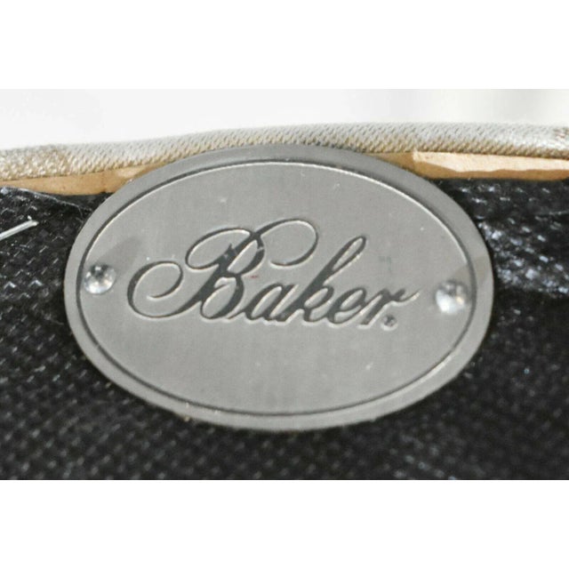 High end baker furniture hollywood regency mahogany open arm chair with gilt decorations on interlocking rings with...