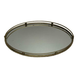 Vintage Gold Toned Mirror Tray, Midcentury 1970s For Sale