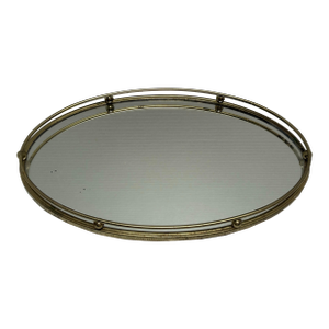 Vintage Gold Toned Mirror Tray, Midcentury 1970s