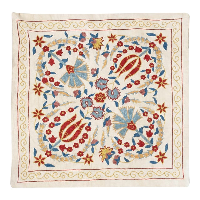 20"x20" 100% Silk Embroidered Cushion Cover. New Toss Pillow. Modern Lace Pillow For Sale