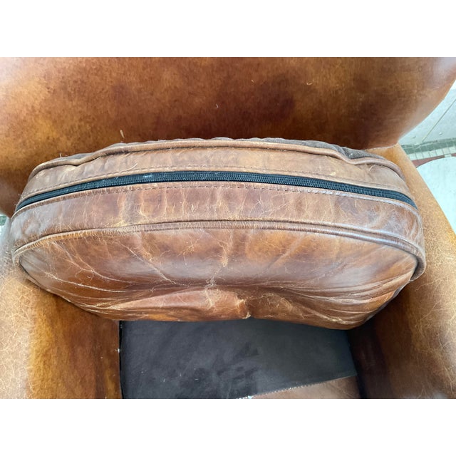 Vintage Distressed Brown Leather Club Chair For Sale - Image 14 of 17