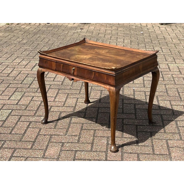 Walnut Tray Top Side Table with Drawer For Sale - Image 5 of 18