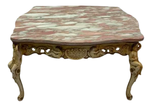 1970s Vintage Norwegian Rose Marble Coffee Table