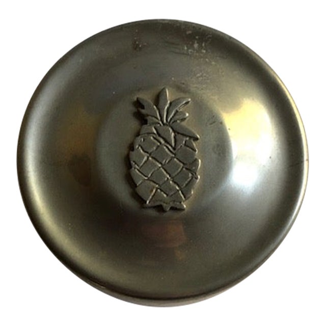 Pineapple Design Cape Cod Pewter Box With Lid For Sale