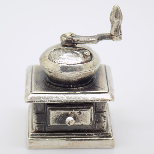 Italian Vintage Italian Handmade Genuine Silver Raspini Branded Grinder Dollhouse Miniature For Sale - Image 3 of 10