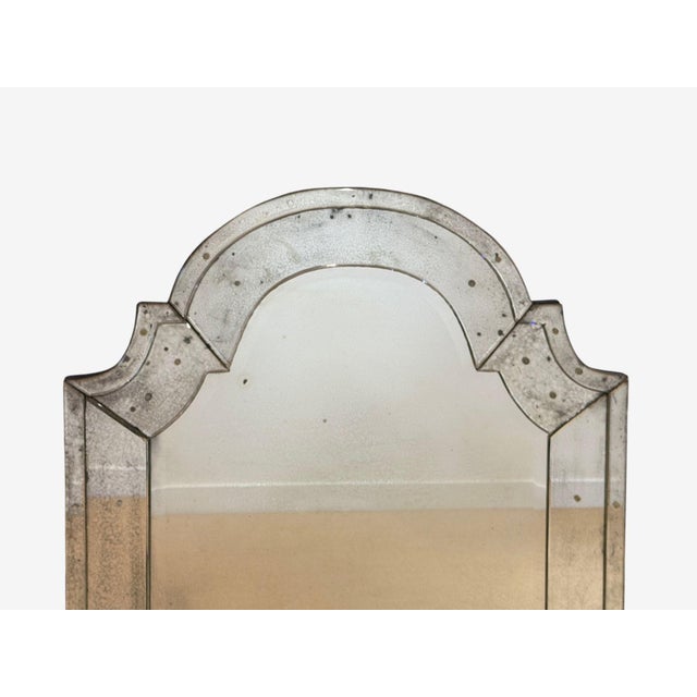 1980s Queen Anne Style, Venetian Wall Mirrors, Antiqued Beveled Glass, Dome Top For Sale - Image 5 of 9