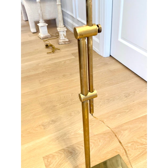 Metal Vintage Frederick Cooper Adjustable Solid Brass Pharmacy Floor Lamps — Pair | Architectural Modern Reading Lamps For Sale - Image 7 of 11