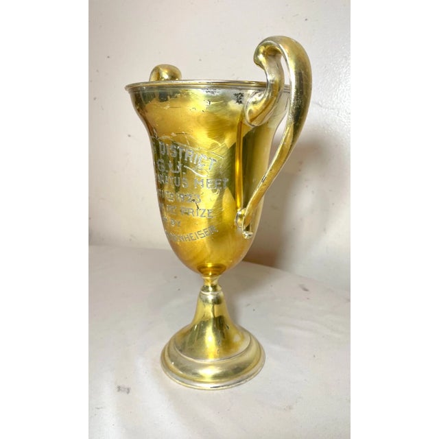 Antique 1923 Engraved Gold Tone Silverplate Indoor Apparatus Meet Trophy Award For Sale In New York - Image 6 of 11