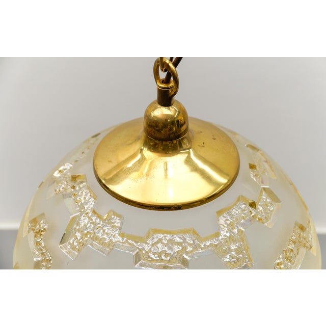 Amber-Colored Embossed Glass Lamp by Peill & Putzler, Germany, 1960s For Sale - Image 11 of 14
