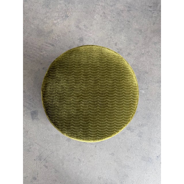 Textile Custom Ottoman in Green For Sale - Image 7 of 8