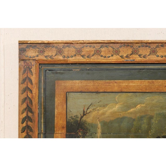 French Wood Plaque with Painted Landscape For Sale In Atlanta - Image 6 of 12