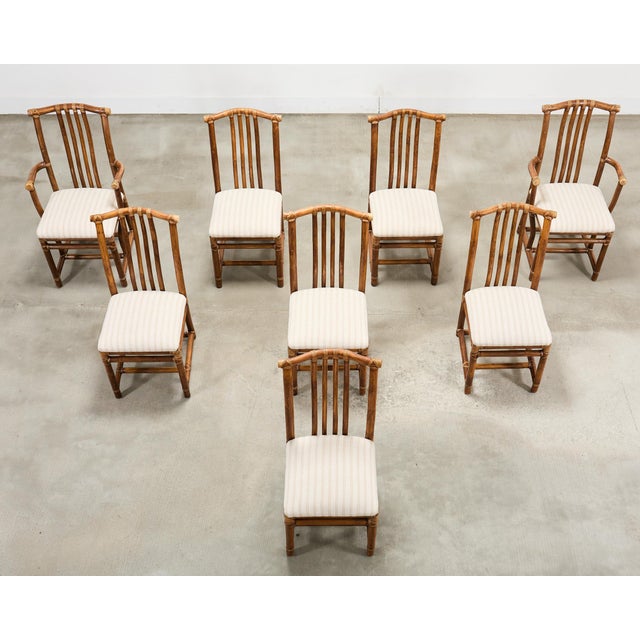 Contemporary Set of Eight McGuire Organic Modern Rattan Dining Chairs For Sale - Image 3 of 18