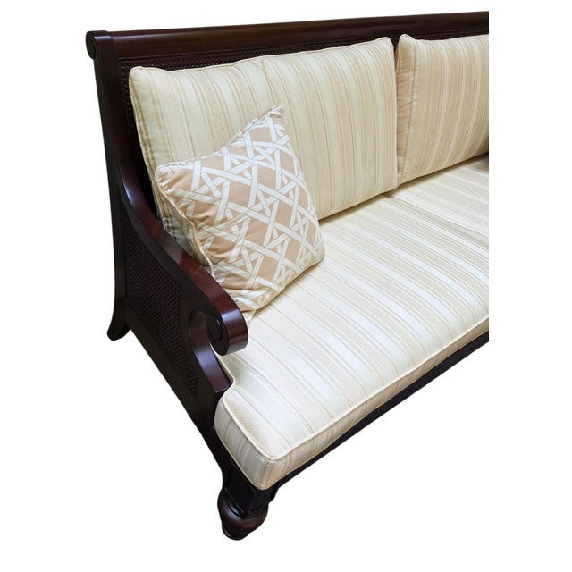 1990s Rare Ethan Allen Double Cane Empire Sofa Couch West Indies British Classic For Sale In Philadelphia - Image 6 of 18