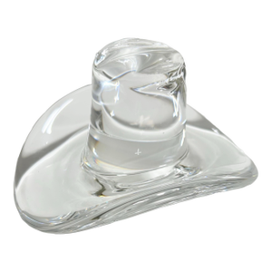 1970s Signed Marcolin Sardinia Crystal Cowboy Hat Paperweight, Southwest Western Decor