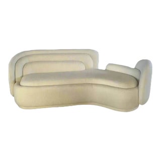 Showroom Sample Bernard White Curved Boucle Sofa For Sale
