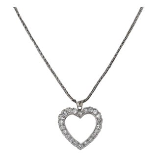 0.44ctw Diamond Heart Pendant Necklace 14k White Gold 20" Adjustable Wheat Chain For Sale