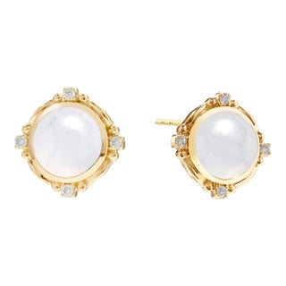 Syna Yellow Gold Moon Quartz Mogul Earrings with Diamonds, a Pair For Sale
