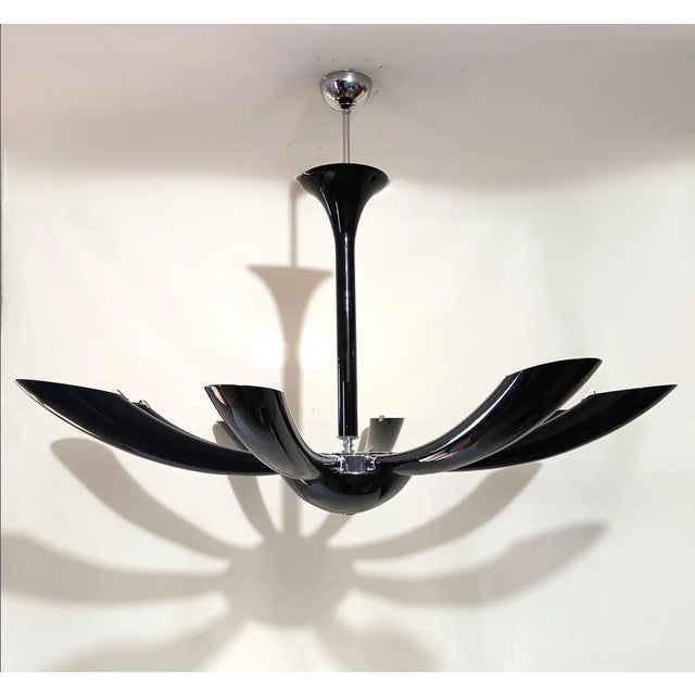 Large Postmodern Murano Glass Nero Infinito Ceiling Light by Seguso for Gallery Gritti Milano, 1990s For Sale - Image 7 of 12