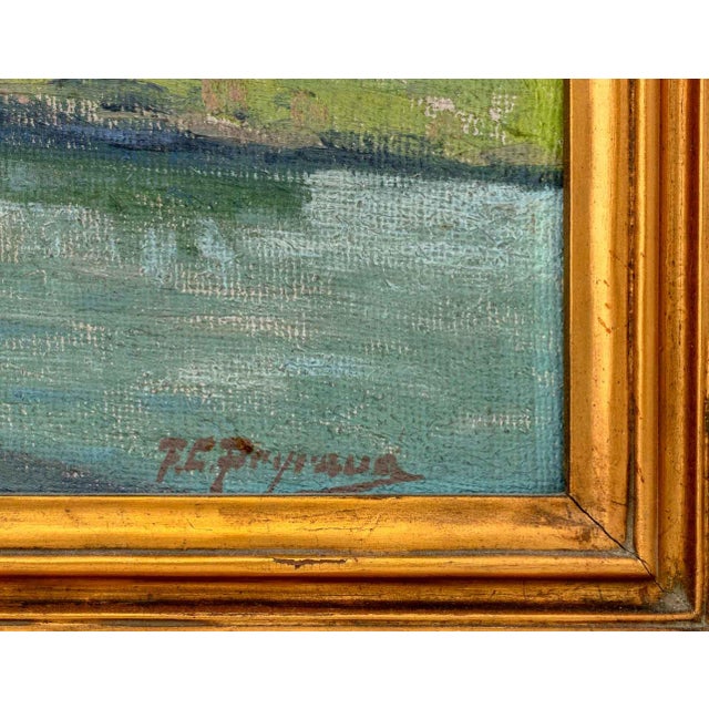Early 20th Century Frank Charles Peyraud Riverside View Oil For Sale - Image 5 of 6