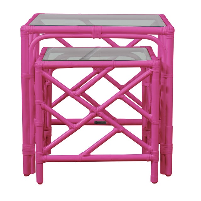 Not Yet Made - Made To Order Chippendale Nesting Tables - Bright Pink For Sale - Image 5 of 7