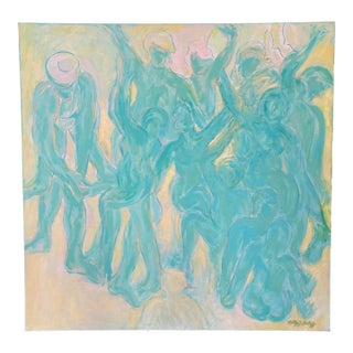 1990s Abstract Acrylic Figure Painting by Molly Schiff For Sale