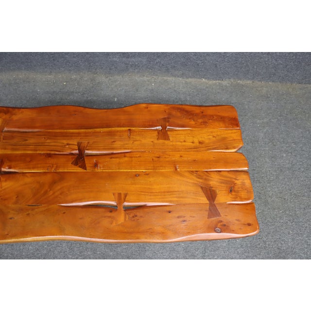 Mid 20th Century Mid-Century Live Edge Wood Coffee Table With Sculptural Iron Branch Base For Sale - Image 5 of 11