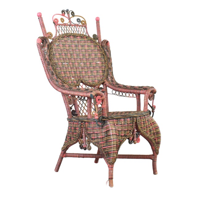 Victorian American Wicker Armchair from Heywood-Wakefield, 1910s For Sale