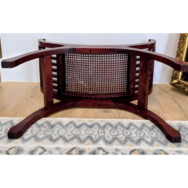 Vintage Roman-Style Mahogany Curule Bench With Hand-Caned Seat, 32" For Sale - Image 9 of 12